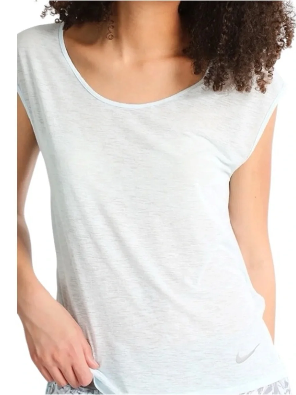 Nike Dri Fit Sheer Powder Blue  Athletic Top size women’s small